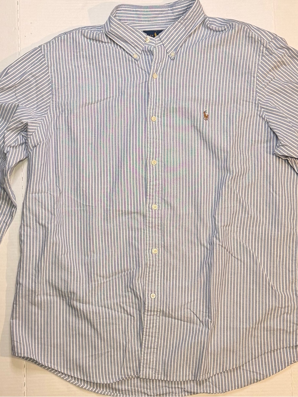 Ralph Lauren Blue & White Striped Button-Down Dress Shirt